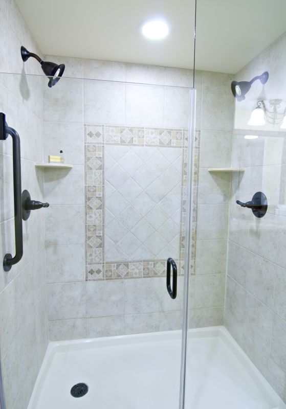 Corner Shower with Glass Doors